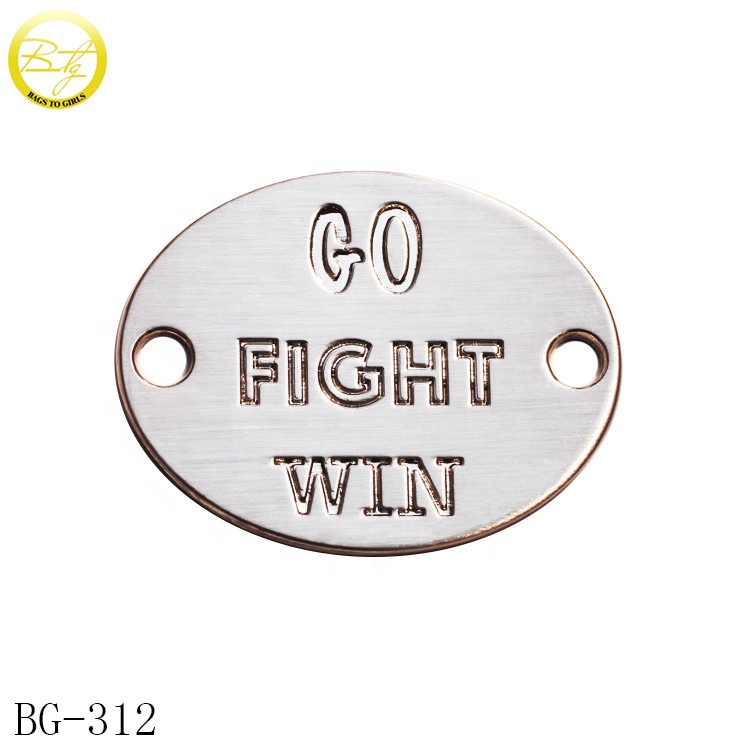 Custom clothing metal logos manufacture brush nickle oval metal label tags for coat/jacket